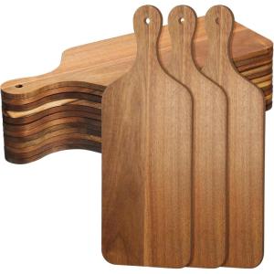 imageZubebe 12 Pcs Bulk Wood Cutting Board with Handle Cutting Board for Laser Engraving 11 x 5 Bamboo Serving Trays Charcuterie Trays for Customized Wedding Housewarming Mom Christmas Gift Party FavorAcacia Wood
