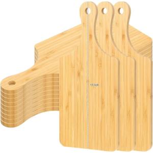 imageZubebe 12 Pcs Bulk Wood Cutting Board with Handle Cutting Board for Laser Engraving 11 x 5 Bamboo Serving Trays Charcuterie Trays for Customized Wedding Housewarming Mom Christmas Gift Party FavorBamboo