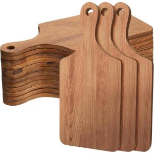imageZubebe 12 Pcs Bulk Wood Cutting Board with Handle Cutting Board for Laser Engraving 11 x 5 Bamboo Serving Trays Charcuterie Trays for Customized Wedding Housewarming Mom Christmas Gift Party FavorWalnut Wood