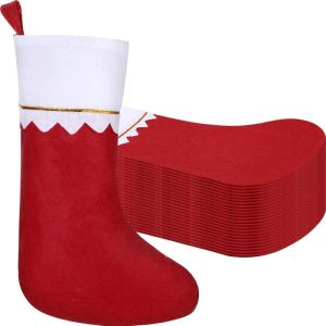 imageZubebe 24 Pcs Felt Christmas Stockings 15 Inch Party Favors Stockings Xmas Decoration Stockings Rustic Christmas Santa Stockings for Christmas Holidays Home DecorationsRedDark Red