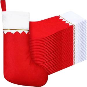 imageZubebe 24 Pcs Felt Christmas Stockings 15 Inch Party Favors Stockings Xmas Decoration Stockings Rustic Christmas Santa Stockings for Christmas Holidays Home DecorationsRedRed