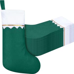 imageZubebe 24 Pcs Felt Christmas Stockings 15 Inch Party Favors Stockings Xmas Decoration Stockings Rustic Christmas Santa Stockings for Christmas Holidays Home DecorationsRedGreen