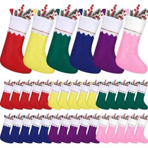 imageZubebe 36 Pcs 15 Inch Felt Christmas Stockings Stockings Xmas Decoration Stockings Rustic Christmas Santa Stockings for Christmas Party Favors Home DecorGreen ClassicMix Color