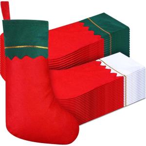 imageZubebe 36 Pcs 15 Inch Felt Christmas Stockings Stockings Xmas Decoration Stockings Rustic Christmas Santa Stockings for Christmas Party Favors Home DecorGreen ClassicRed  Green  White