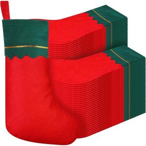 imageZubebe 60 Pcs Felt Christmas Stockings 15 Inch Party Favors Stockings Xmas Decoration Stockings Rustic Christmas Santa Stockings for Christmas Holidays Anniversaries Home Bedroom Green TrimAs Shown