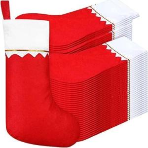 imageZubebe 60 Pcs Felt Christmas Stockings 15 Inch Party Favors Stockings Xmas Decoration Stockings Rustic Christmas Santa Stockings for Christmas Holidays Anniversaries Home Bedroom Green TrimWhite Trim  Red