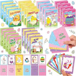 imageZubebe 24 Pack End of Year Card Games Bulk 6 in 1 Classic Playing Card Game Set for Kids Includes Go Fish Old Maid Crazy Eights Memory Match Slap Jack Playing Cards for End of Year Party Favors