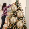imageZubebe 4 Pcs Extra Large Christmas Ball Ornaments Glitter 8 200 Mm Giant Oversized Plastic Xmas Ball Big Hanging Christmas Tree Ornaments for Holiday Party Outdoor DecorSequin RedGlitter Champagne Gold