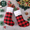 imageZubebe 60 Pcs Felt Christmas Stockings 15 Inch Party Favors Stockings Xmas Decoration Stockings Rustic Christmas Santa Stockings for Christmas Holidays Anniversaries Home Bedroom SnowflakePlaid