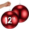 imageZubebe 2 Pcs 12 Inch Extra Large Outdoor Red Christmas Balls Ornaments Oversized Jumbo Christmas Ornaments Shatterproof Xmas Tree Hanging Decorations for Outside Lawn Yard Outdoor Indoor Home