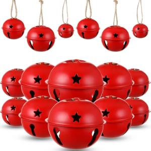 imageZubebe 24 Pcs Christmas Bells Ornaments Metal Sleigh Bells with 3 Sizes 157 25 315 Christmas Tree Decor for Gift Wrapping Holiday Decoration Crafting RedRed