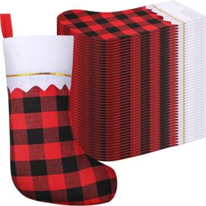 imageZubebe 36 Pcs 15 Inch Felt Christmas Stockings Stockings Xmas Decoration Stockings Rustic Christmas Santa Stockings for Christmas Party Favors Home Decor MixedPlaid