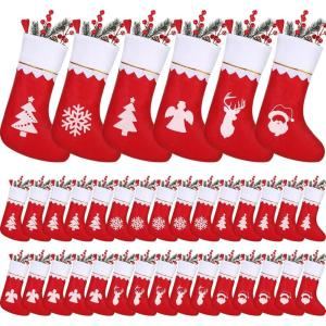 imageZubebe 36 Pcs 15 Inch Felt Christmas Stockings Stockings Xmas Decoration Stockings Rustic Christmas Santa Stockings for Christmas Party Favors Home Decor MixedMixed