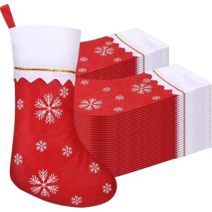 imageZubebe 60 Pcs Felt Christmas Stockings 15 Inch Party Favors Stockings Xmas Decoration Stockings Rustic Christmas Santa Stockings for Christmas Holidays Anniversaries Home Bedroom SnowflakeSnowflake