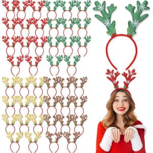 imageZubebe Christmas Deer Antlers Headband Glitter Snowflake Reindeer Bulk Antlers Headpiece Headdress for Costume Party48 Pcs