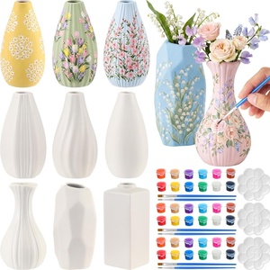 image:imageZubebe 12 Pack Ceramic Vase to Paint Your Own Porcelain Vase Bulk Ready to Paint White Ceramic Vases Unpainted Bisque Art for Pampas Grass Dry Flowers TrendyVintage