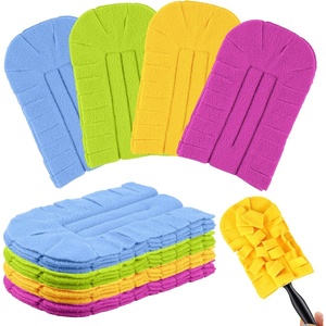 image:imageZubebe 12 Pcs Duster Refill Reusable Fleece Duster Refills Feather Flat Dusters Multi Surface Washable Cleaning Pads Tools for Home Blinds Car Pet Furniture Fans YellowGreyTurqRed  Yellow  Green  Blue