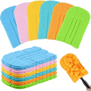 image:imageZubebe 12 Pcs Duster Refill Reusable Fleece Duster Refills Feather Flat Dusters Multi Surface Washable Cleaning Pads Tools for Home Blinds Car Pet Furniture Fans YellowGreyTurqCandy Color