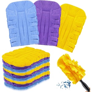 image:imageZubebe 12 Pcs Duster Refill Reusable Fleece Duster Refills Feather Flat Dusters Multi Surface Washable Cleaning Pads Tools for Home Blinds Car Pet Furniture Fans YellowGreyTurqPurple  Light Blue  Yellow