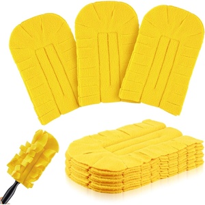 image:imageZubebe 12 Pcs Duster Refill Reusable Fleece Duster Refills Feather Flat Dusters Multi Surface Washable Cleaning Pads Tools for Home Blinds Car Pet Furniture Fans YellowGreyTurqYellow