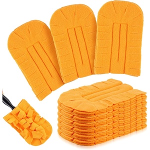 image:imageZubebe 12 Pcs Duster Refill Reusable Fleece Duster Refills Feather Flat Dusters Multi Surface Washable Cleaning Pads Tools for Home Blinds Car Pet Furniture Fans YellowGreyTurqOrange
