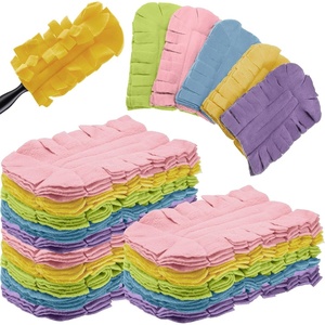 image:imageZubebe 12 Pcs Duster Refill Reusable Fleece Duster Refills Feather Flat Dusters Multi Surface Washable Cleaning Pads Tools for Home Blinds Car Pet Furniture Fans YellowGreyTurqRainbow Colors